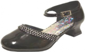 DRESS SHOES W/ DOUBLE LINE RHINSTONE & BELT BUCKLE BLACKPAT